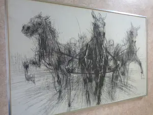 Piet Klaasse - 3 JOCKEYS TE PAARD / ORIGINEEL WERK / 66x101cm / KADER / SIG / 1965 kopen? Bied vanaf 40!