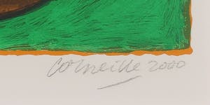 Corneille - Zeefdruk, Chat et oiseau dans l'herbe - Ingelijst kopen? Bied vanaf 150!