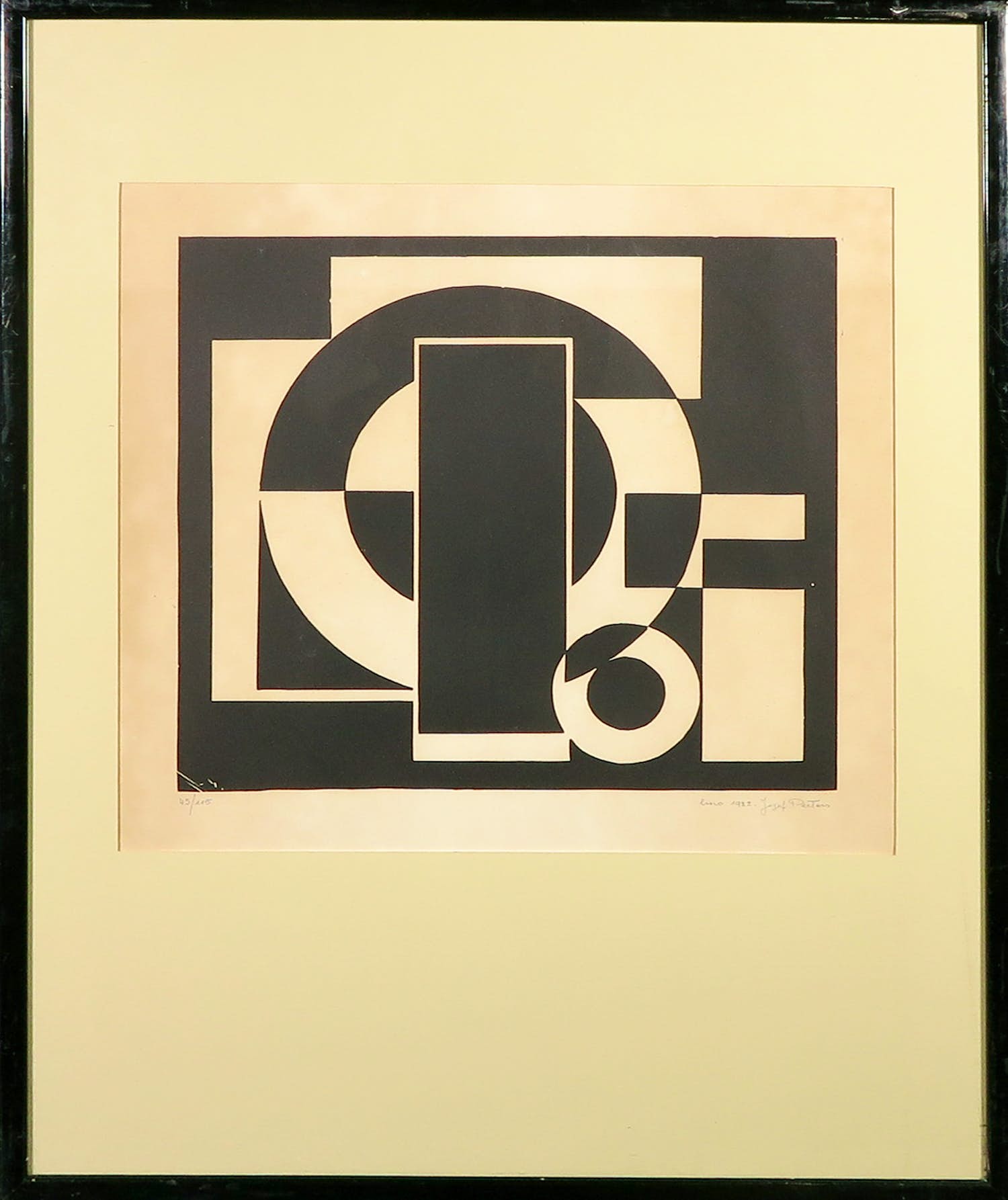 Jozef Peeters - Linosnede, Compositie - Ingelijst verkocht voor € 1!