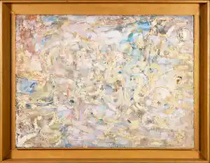 Klaas Boonstra - Olieverf / structuurverf op board, Abstracte compositie - Ingelijst verkauft für € 315!