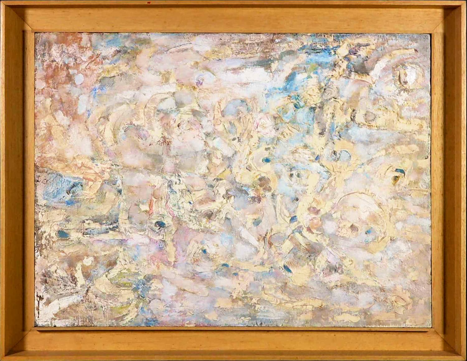 Klaas Boonstra - Olieverf / structuurverf op board, Abstracte compositie - Ingelijst verkocht voor € 350!