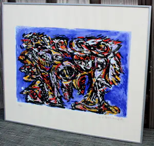 Theo Wolvecamp - Ingelijste zeefdruk: abstracte compositie - 1989 kopen? Bied vanaf 250!
