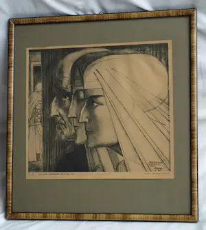 Jan Toorop - Ingelijste prent, “Bezonkenheid, Meditatie, Vuur” – 1923 kopen? Bied vanaf 35!