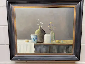 Henk Poeder - Stilleven met Eieren en Vaasje met bloemen en div kopen? Bied vanaf 175!