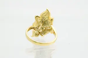 86 - Prachtig vormgegeven en massief 18krt geelgouden "Bloem" ring kopen? Bied vanaf 360!