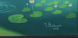 Ivan Stefanek - Achterglas schildering, Visser in bootje - Ingelijst kopen? Bied vanaf 150!