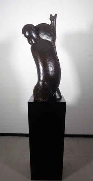 Peter Harskamp - Brons, Man met kat (Zeer groot en zwaar) kopen? Bied vanaf 1500!