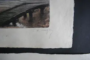 William Unger - 2 zeldzame handgesigneerde etsen (1x kleur) met strandgezichten/boten/kinderen kopen? Bied vanaf 60!