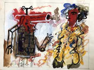 Anton Martineau - zonder titel (gemengde technieken op papier) verkocht voor € 220!