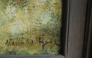 Matthijs Hage - Bos met bomen aan de slootkant - olieverfschilderij kopen? Bied vanaf 200!