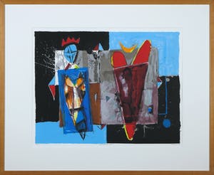 Cor de Jong - Zeefdruk, Verdeeld hart - Ingelijst kopen? Bied vanaf 1!