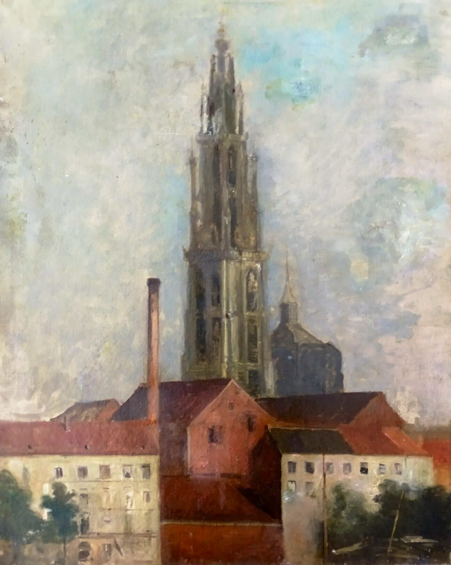 Louis Artan - Stadsgezicht met kathedraal verkocht voor € 250!