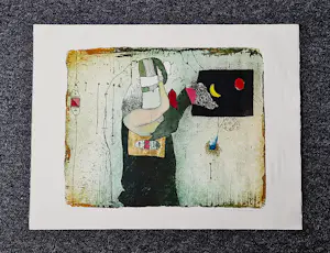 Michel van Overbeeke - Fraaie grote kleuren ets "one day" beperkte oplage (36/100) - gesigneerd kopen? Bied vanaf 40!