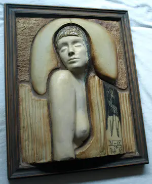 Klaas de Boer - & Reinier den Adel : Reliëfbeeld van keramiek , Keramisch tableau - 1983 kopen? Bied vanaf 500!