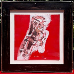 Miguel Ybanez - Abstracte compositie, gemengde techniek (ingelijst) kopen? Bied vanaf 1!
