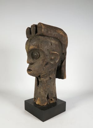 Fang - Hout en koper/messing, Portretkop kopen? Bied vanaf 1!