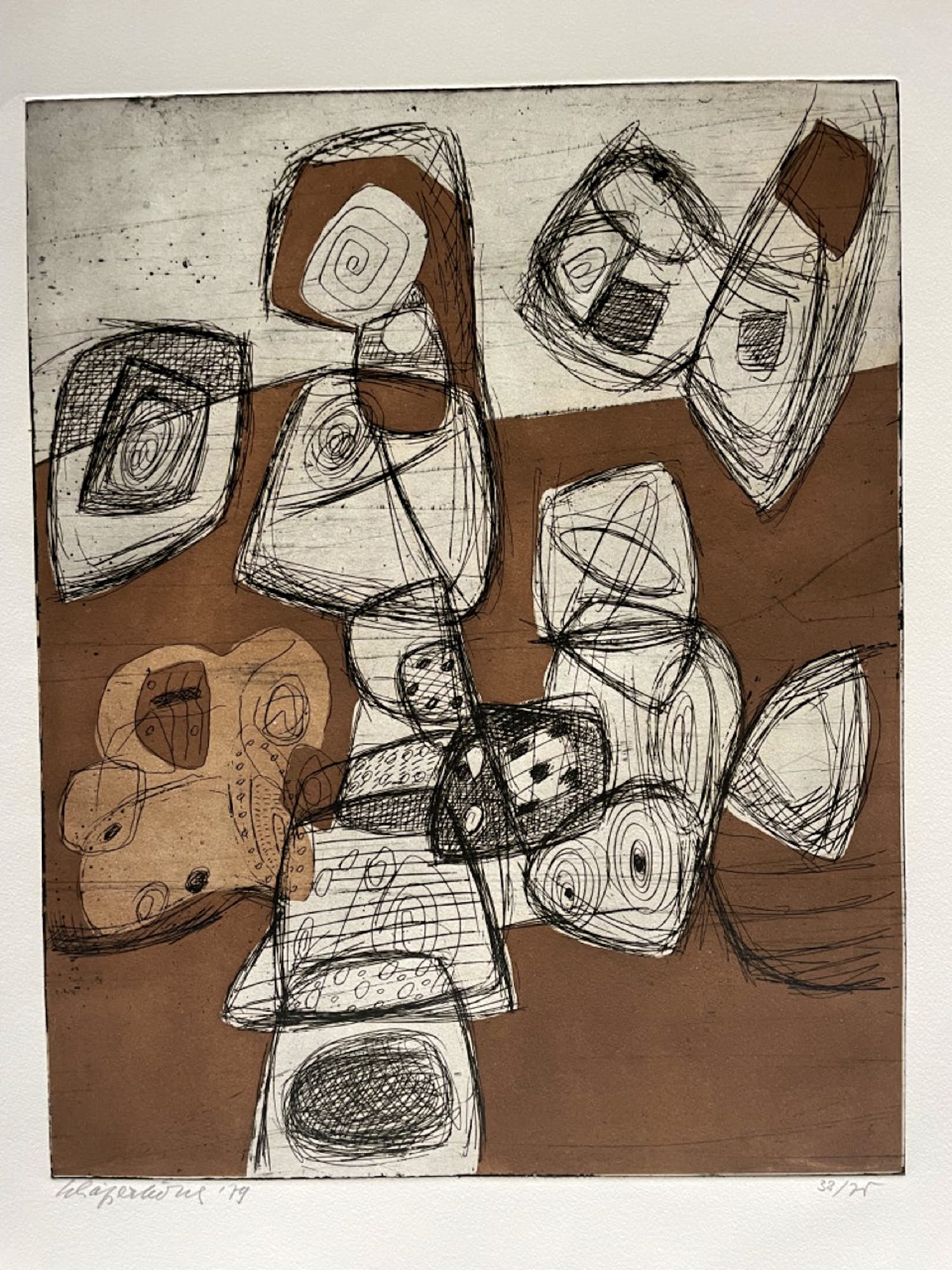 Gerard Schaperkotter - Ets en aquatint, Z.T. Abstracte compositie kopen? Bied vanaf 10!