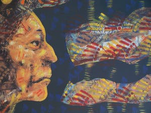 Espen Hagen - Grote ingelijste zeefdruk , American Indian – 1994 kopen? Bied vanaf 100!