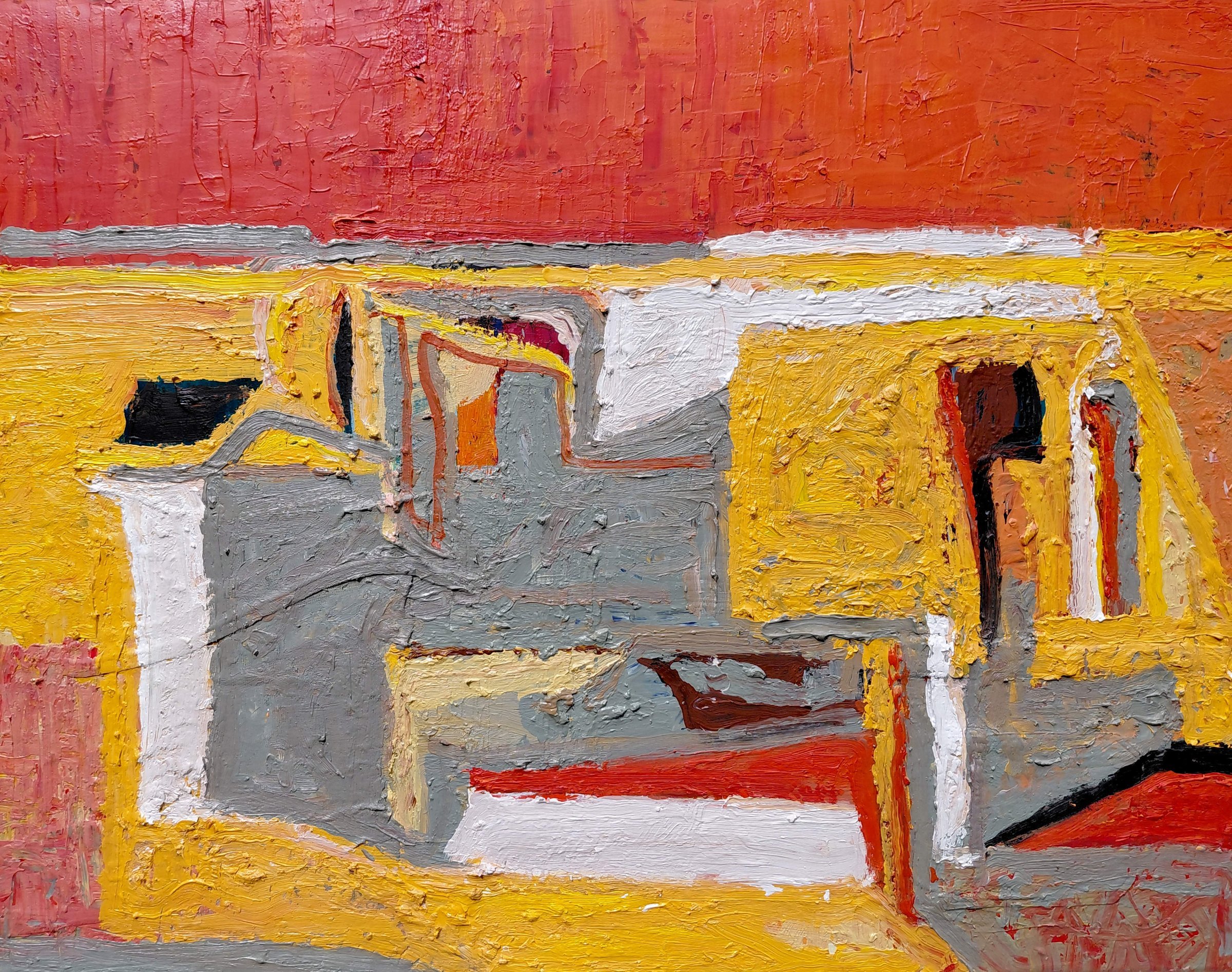 Buy Theo Kuijpers - Abstracte compositie, olieverf en collage op doek (mooi ingelijst)? Bid from 1500!