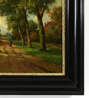 Andries van den Berg - (1852-1944) - " Zonnig Hollands landschap - Oude boer op landweg". kopen? Bied vanaf 300!