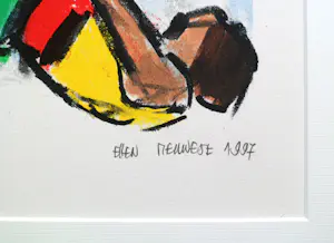 Ellen Meuwese - prachtige, kleurrijke grote zeefdruk. Trapeze artiesten. kopen? Bied vanaf 125!