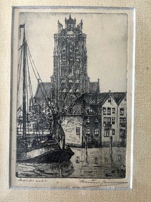 Marius Johannes Janssen - Dordrecht - Ets, Ingelijst kopen? Bied vanaf 45!