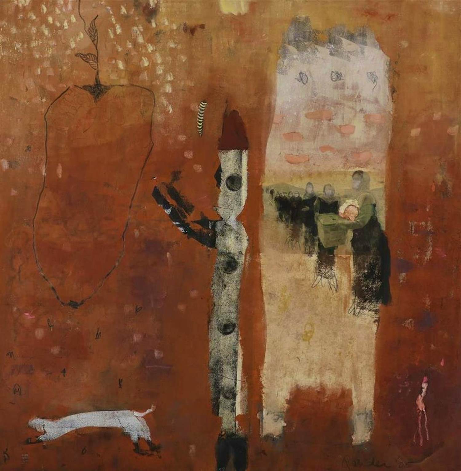 Liesbeth Rahder - Gemengde techniek op doek: "Taking care of 2" - 2005 kopen? Bied vanaf 325!