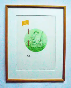 Leentje Linders - Golf.Prachtig kleurgebruik en mooi ingelijst. verkauft für € 35!