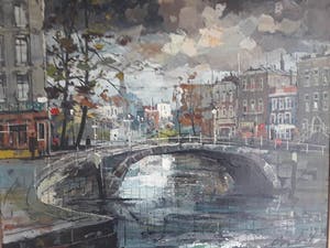 Niet of onleesbaar gesigneerd - Europese stadsgracht. (onleesbaar gesigneerd) kopen? Bied vanaf 10!