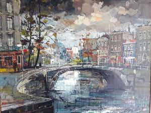 Niet of onleesbaar gesigneerd - Europese stadsgracht. (onleesbaar gesigneerd) verkocht voor € 10!