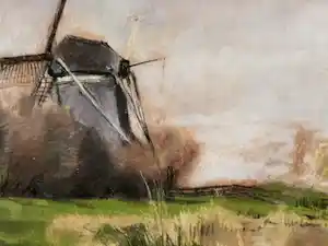 Petrus Paulus Schiedges - Molen. Pastelkrijt. verkocht voor € 69!