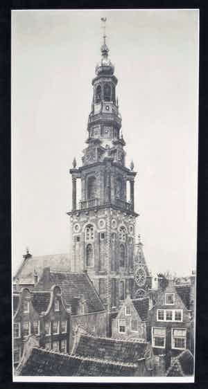 Dirk Harting - Zuiderkerk - Amsterdam 1916 - grote ingelijste ets verkocht voor € 65!