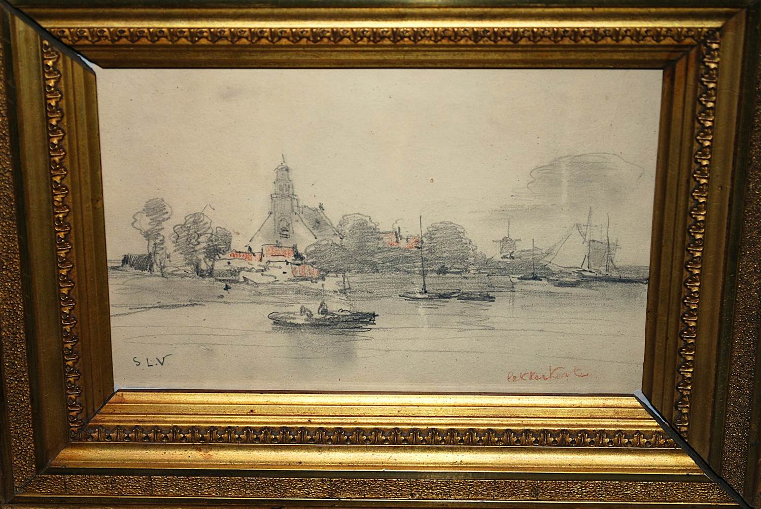 Salomon Leonardus Verveer - Gezicht op Lekkerkerk - tekening, rond 1850 kopen? Bied vanaf 195!