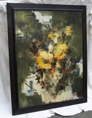 Milan Martinec - Ingelijst, olieverf op doek , ‘Slunečnice’ (‘Zonnebloemen’) - 1992 kopen? Bied vanaf 100!