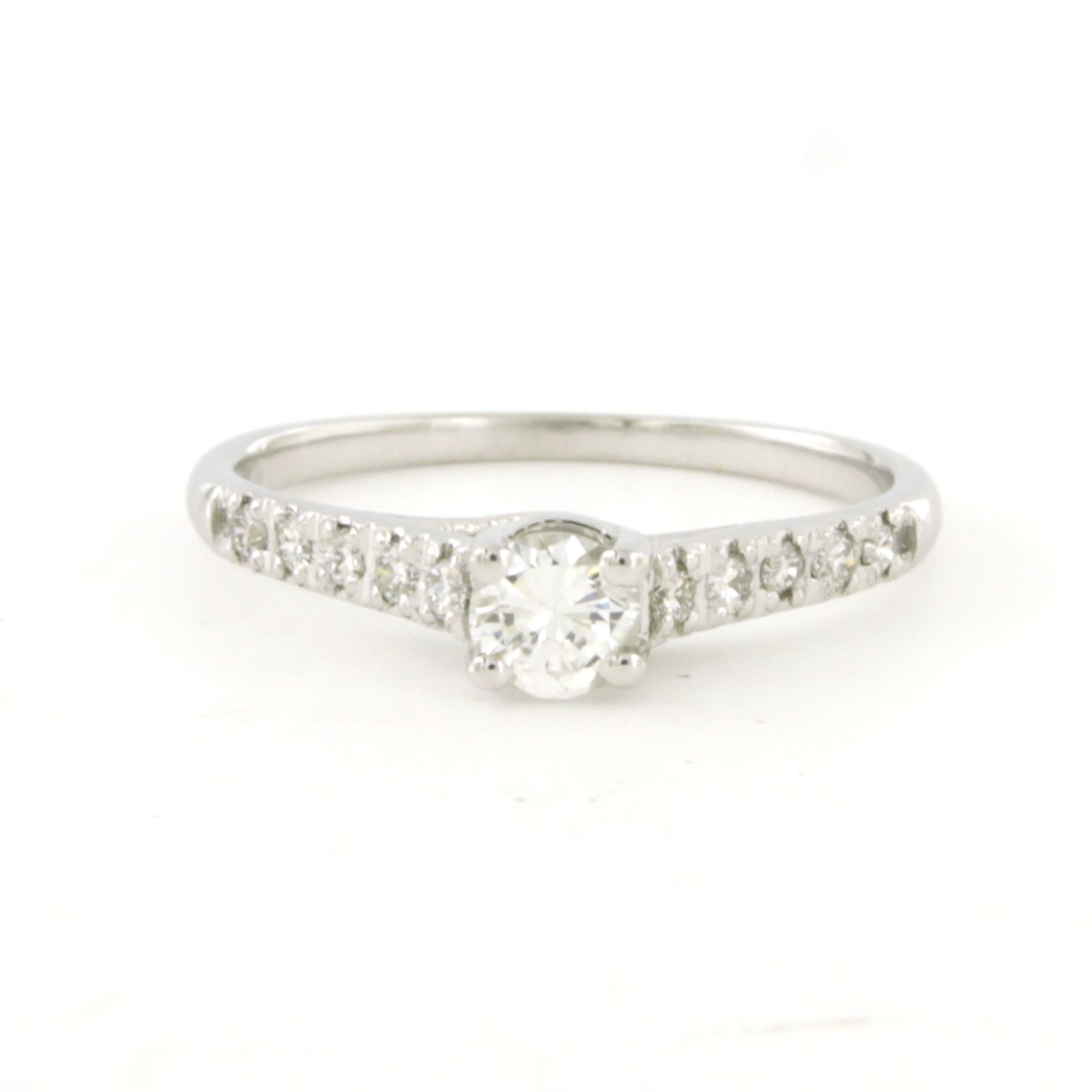 18k witgouden ring met briljant geslepen diamant tot. 0.45ct – F/G - VS/SI kopen? Bied vanaf 600!