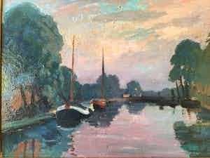 Hendrik Jan Wolter - Gezicht op vaart met boten verkocht voor € 200!