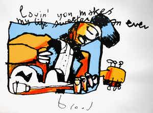 Herman Brood - Kleurenzeefdruk LOVIN YOU MAKES MY LIFE.... Handgesigneerd. verkocht voor € 375!
