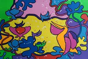 Shunyam - Kleurenzeefdruk ANIMAL PARTY Handgesigneerd--GROOT!!! verkocht voor € 45!