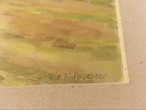 Rie Rooker-Knipscheer - aquarel Klokkenstoel in Goingarijp Friesland (1946) kopen? Bied vanaf 90!