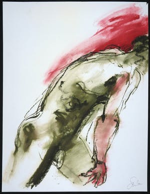 Franscz Witte - Acryl en krijt op papier, Naakt figuur kopen? Bied vanaf 1!