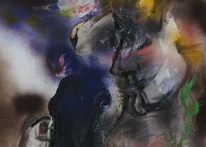 Ger Lataster - Olieverf, impasto en spuitbus op doek, Vrouw met brood - Ingelijst (Groot) kopen? Bied vanaf 1!