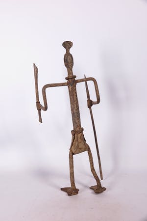 Fon - Zeldzaam beeld van ijzer, Strijder met een speer en een kapmes kopen? Bied vanaf 1!