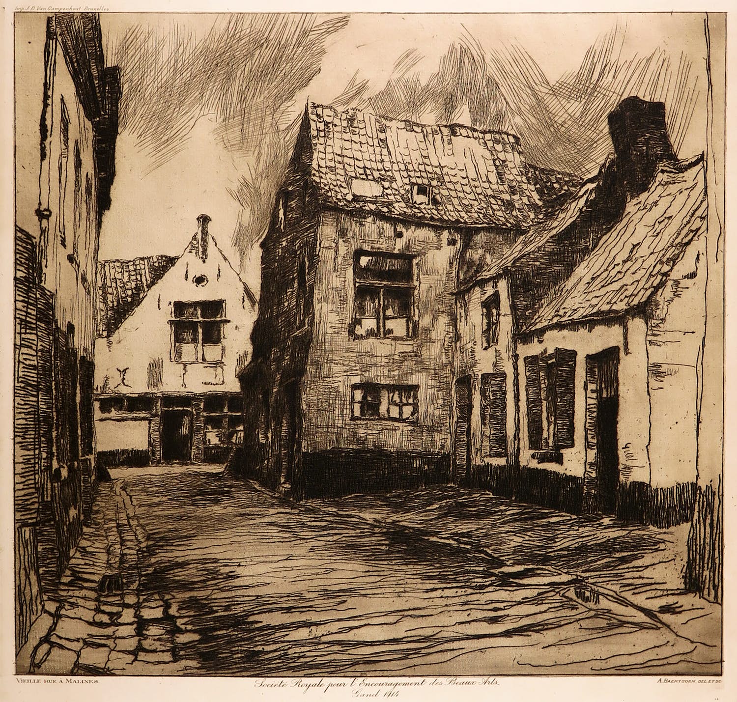 Albert Baertsoen - Ets, Vieille Rue à Malines verkocht voor € 1!