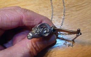 zilveren (gemerkt 835) ketting / collier, hanger in vorm steenbok kopen? Bied vanaf 35!