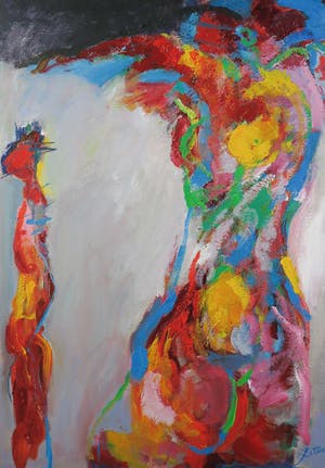 Franscz Witte - Acryl op karton, Levende vormen - Ingelijst kopen? Bied vanaf 50!