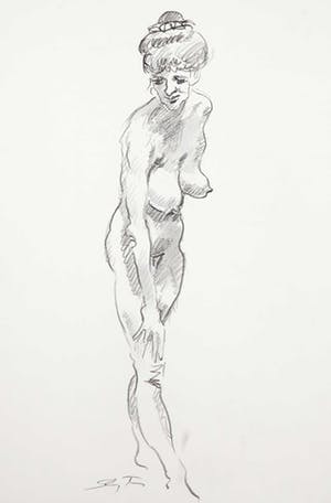 Jan Sluijters (jr.) - Tekening, Staand naakt kopen? Bied vanaf 50!