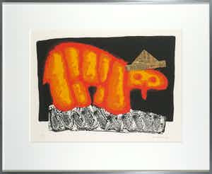 Ilja Walraven - Zeefdruk en collage, Zonder titel - Ingelijst verkocht voor € 35!