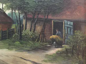 Niet of onleesbaar gesigneerd - Lebrun - 'Landschap met boerderij' kopen? Bied vanaf 1!