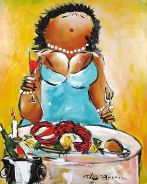 Theo Broeren - Acryl op doek, Kreeft verkocht voor € 70!