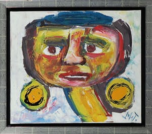 Martin van Wordragen - Olieverf op doek, Negermeisje - Ingelijst kopen? Bied vanaf 1!